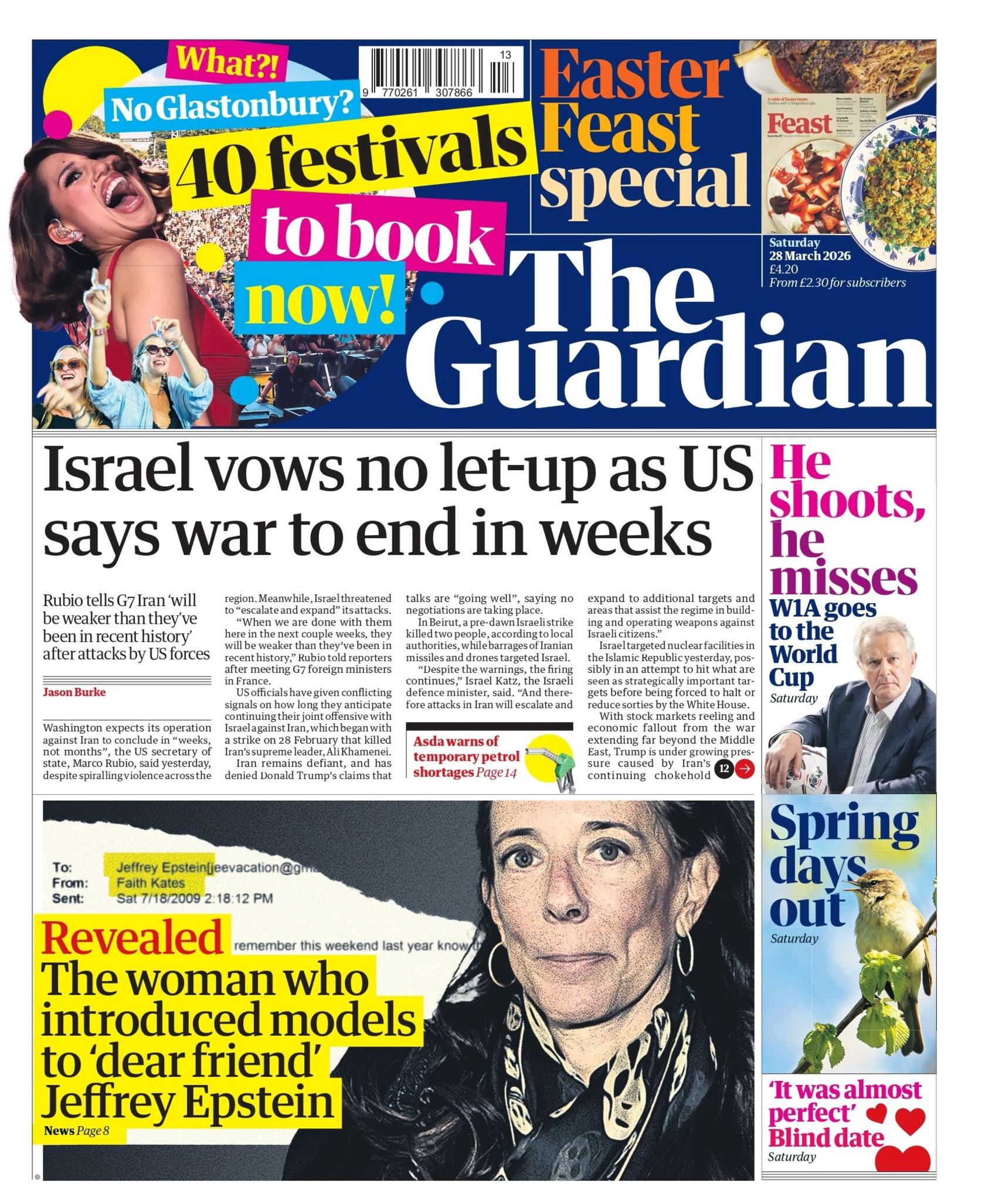 “Izraeli zotohet të mos lëshojë pe, ndërsa SHBA-të thonë se lufta do të përfundojë brenda disa javësh”, thuhet në titullin kryesor në faqen e parë të gazetës Guardian.