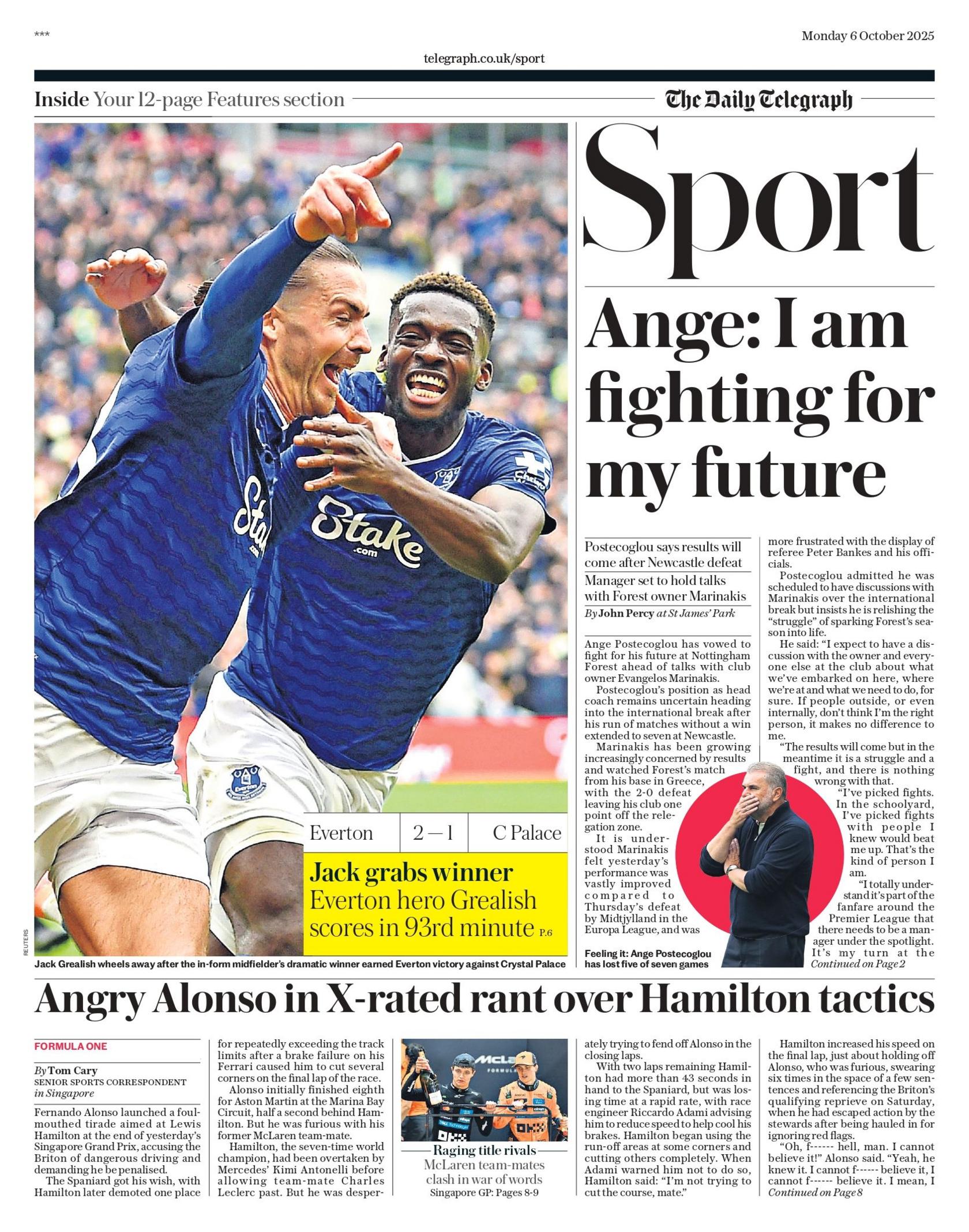 Telegraph back page