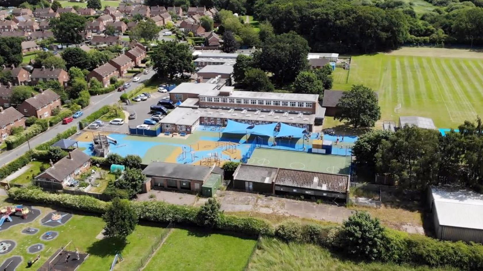 An aerial shot of Howard Junior School.