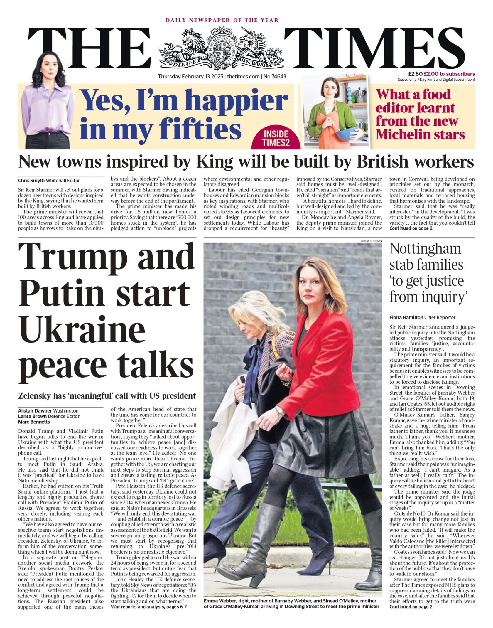 The Times front page