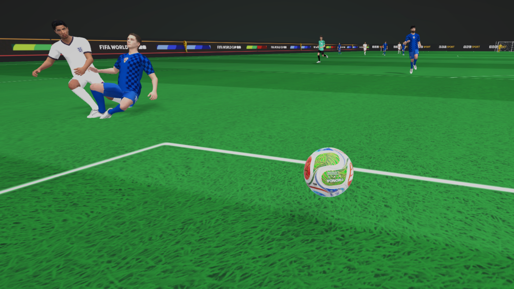 BBC Sport's 3D Experience showing Jude Bellingham scoring England's third goal in the World Cup win over Croatia 