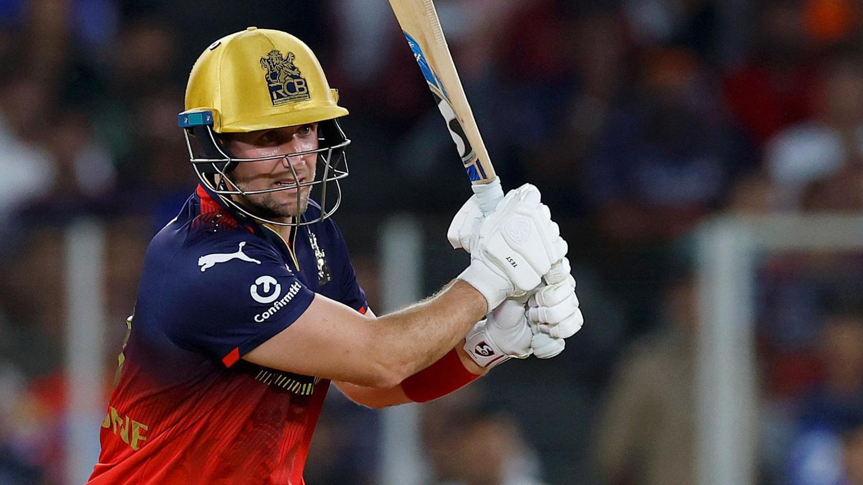 Liam Livingstone plays a shot while playing for Royal Challengers Bengaluru in the Indian Premier League