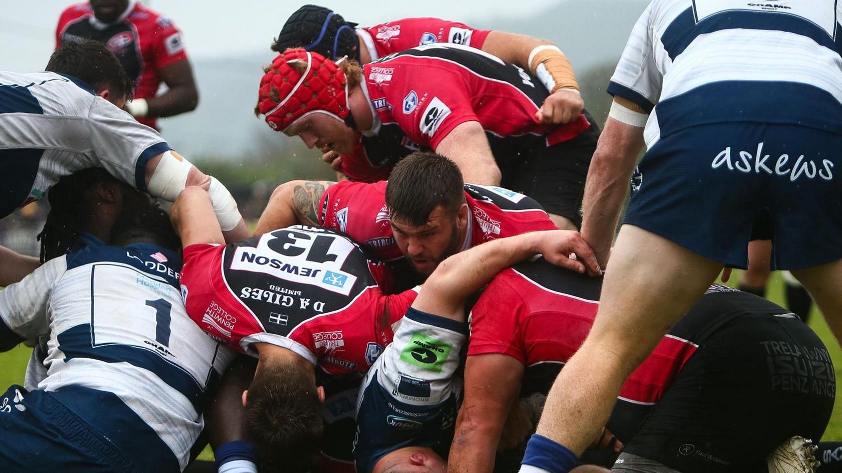 Cornish Pirates players in action