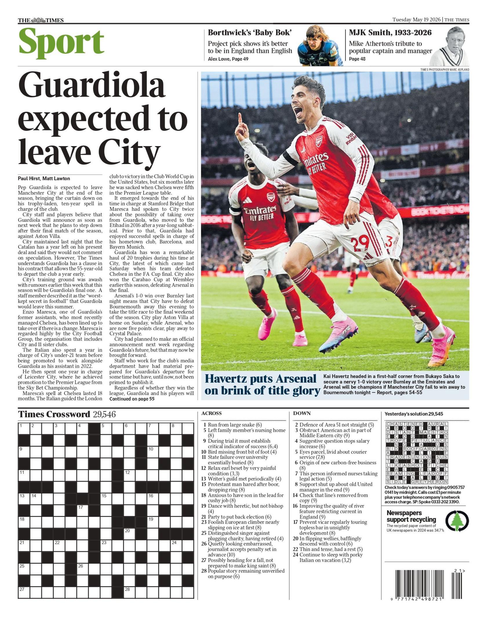 The Times back page