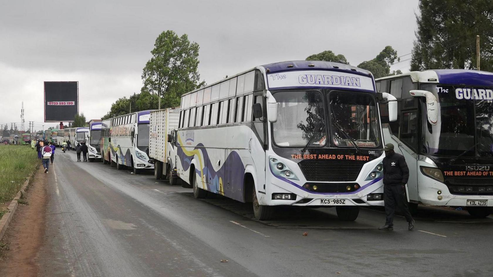Buses on a highway outside Kenya's capital Nairobi