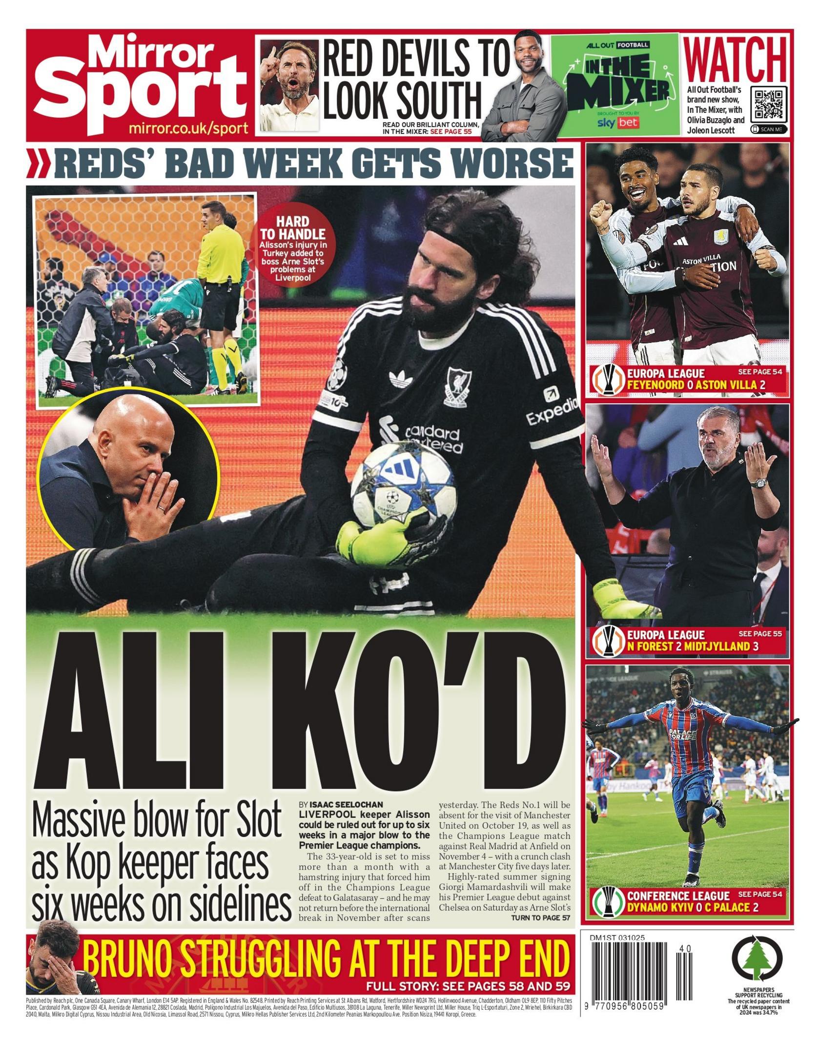 Daily Mirror back page