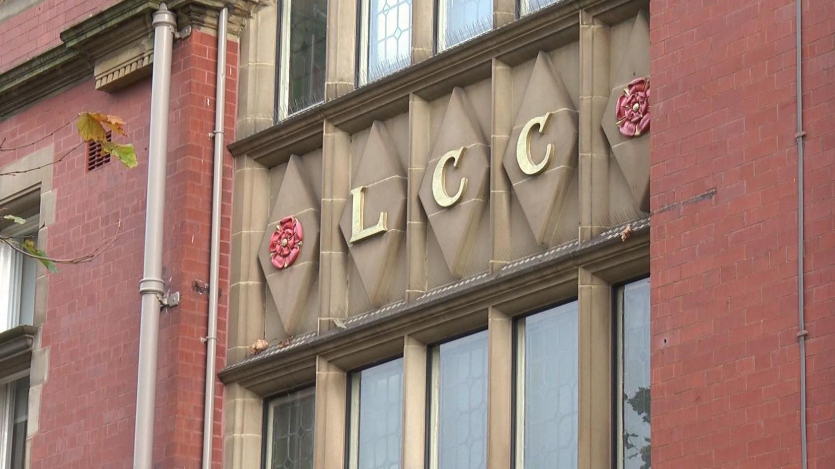 LCC sign at County Hall, Lancashire County Council's headquarters  