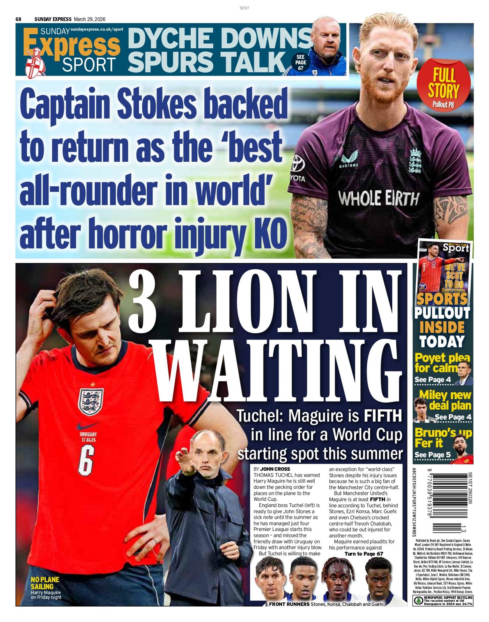 Sunday Express back page