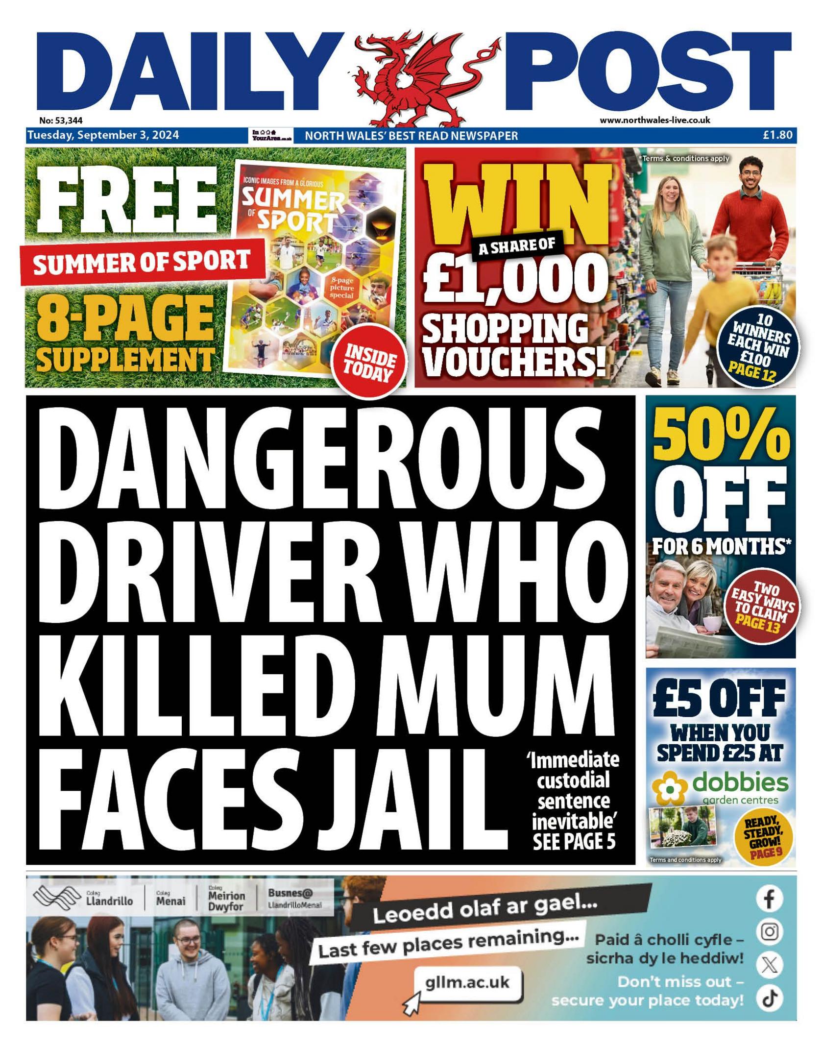 Front page of Daily Post 