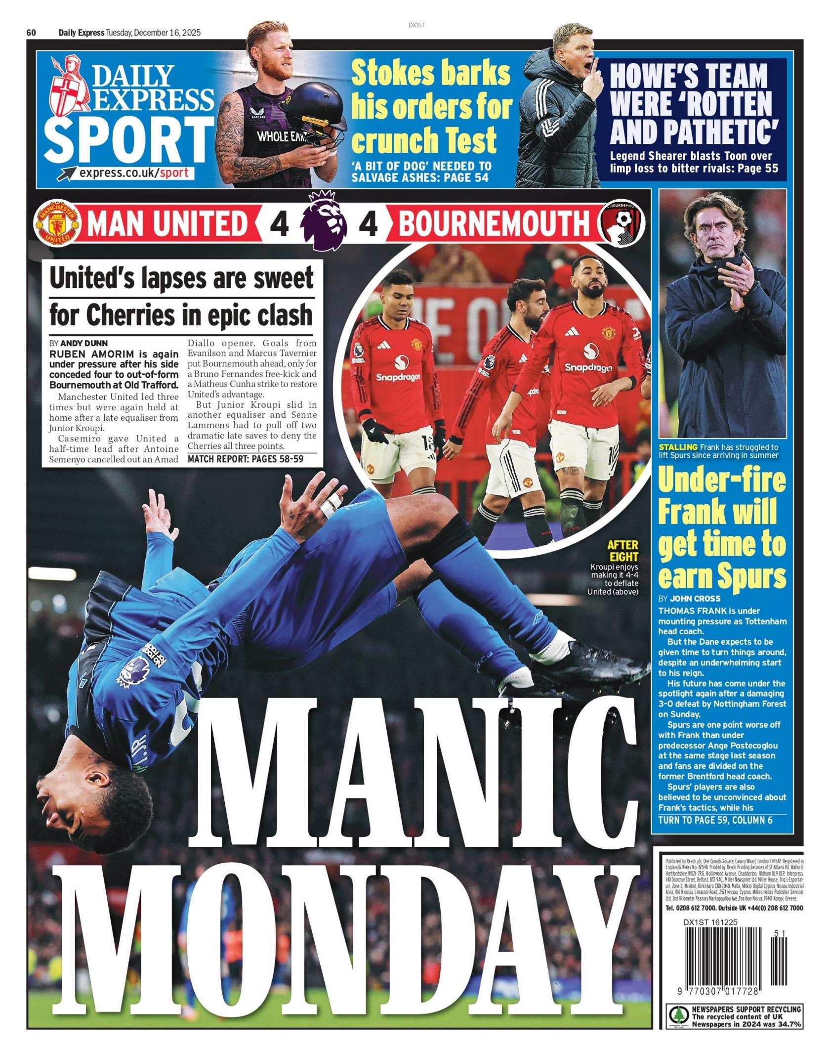 Daily Express back page