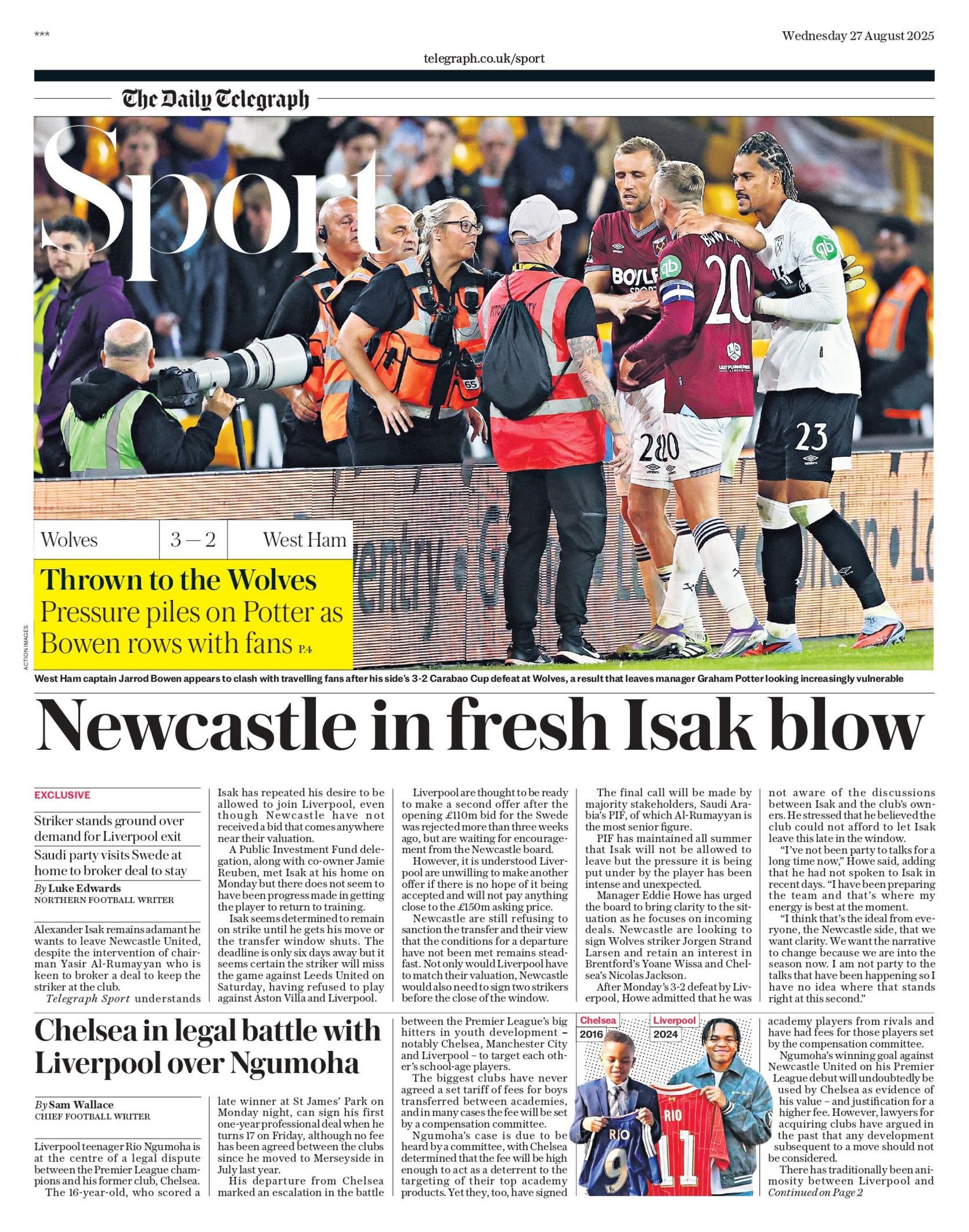 Daily Telegraph sports section
