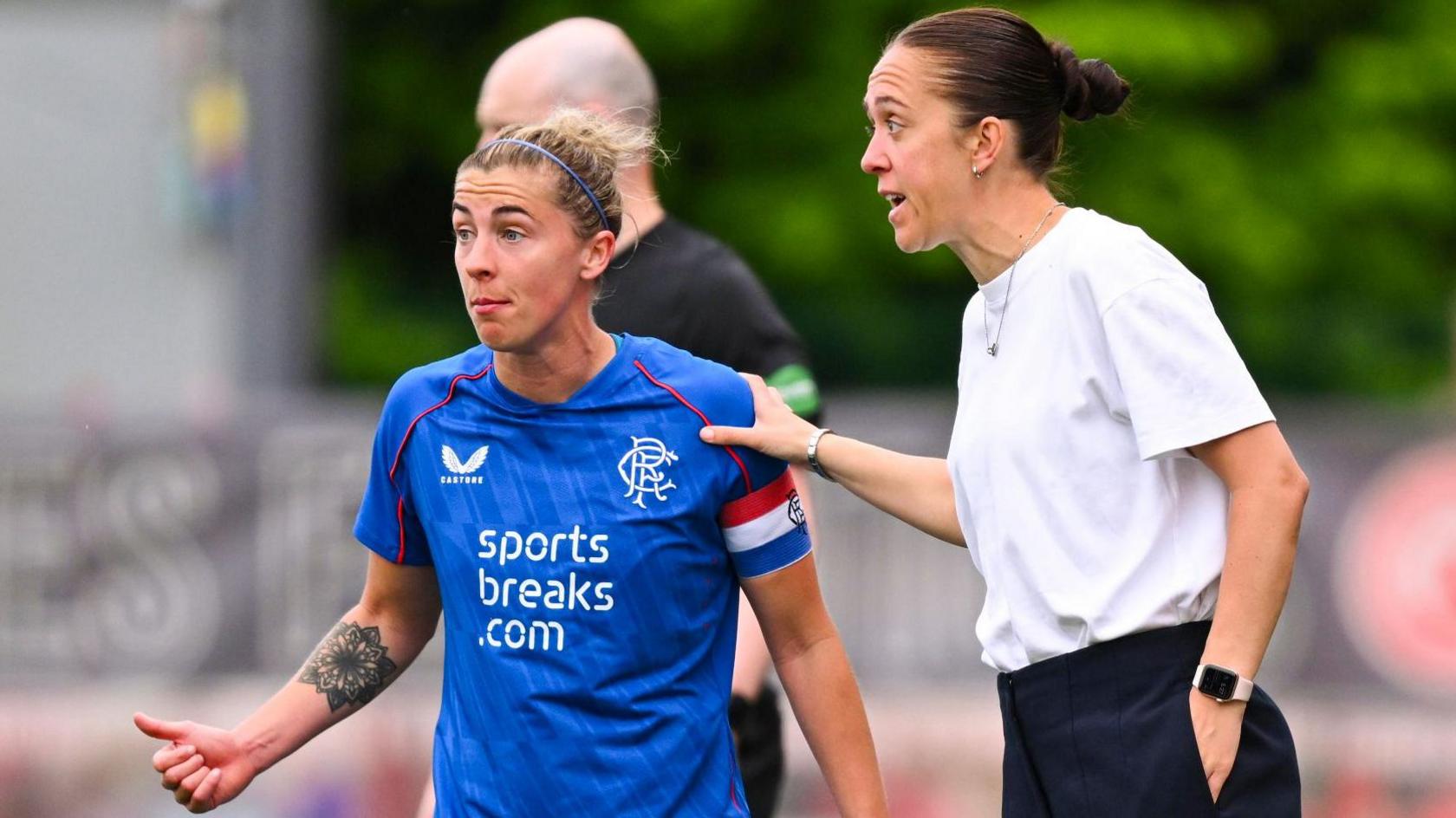 Rangers' Nicola Docherty with head coach Jo Potter