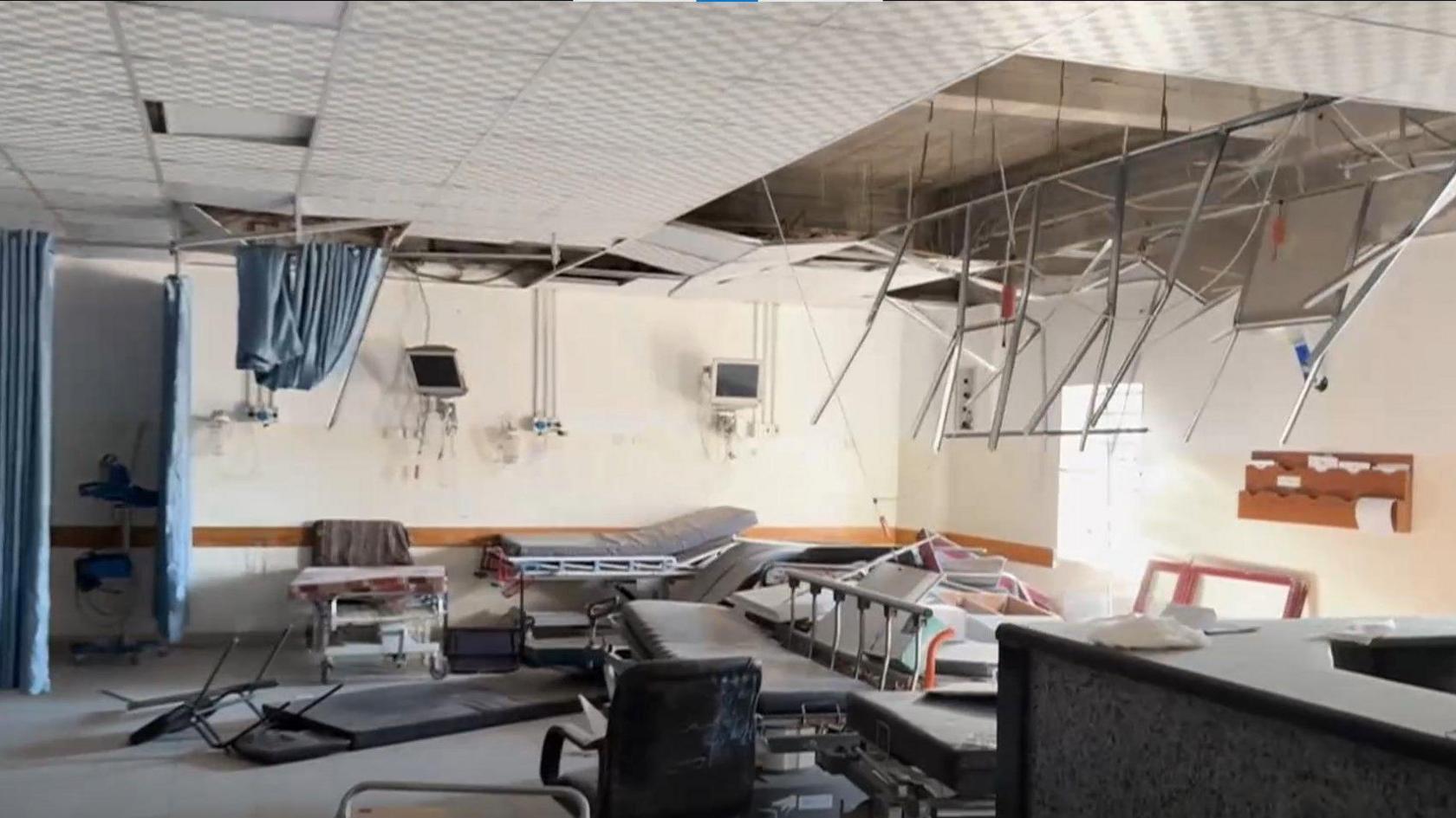 Damaged ward inside the Indonesian hospital, in Jabalia, northern Gaza (29 December 2024)