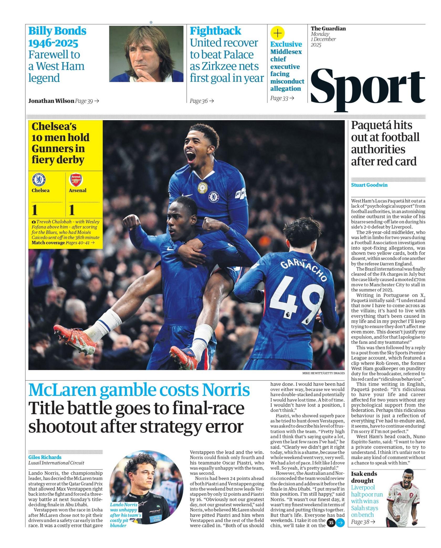 Guardian sports section