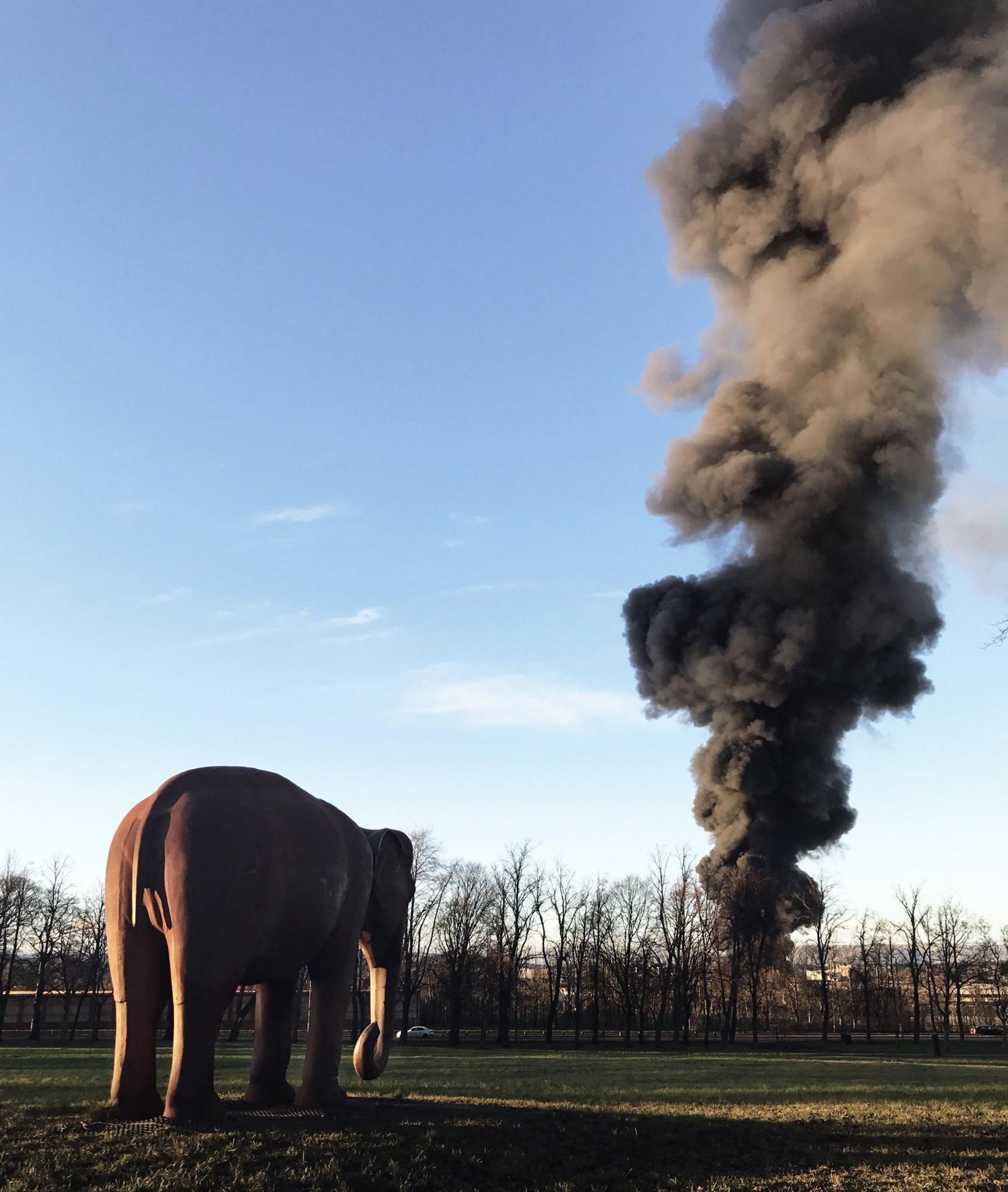 View of Glasgow scrapyard fire