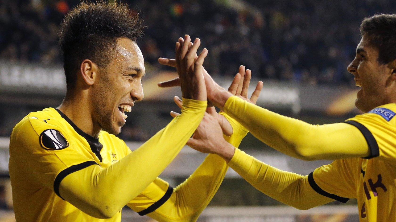 Dortmund's Pierre-Emerick Aubameyang celebrates