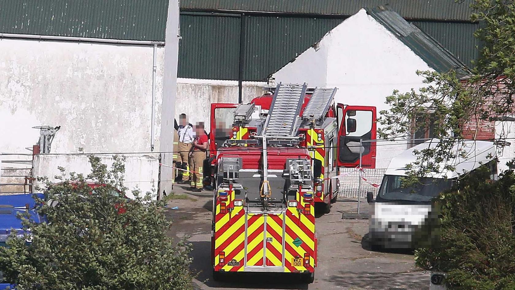 Fire service outside the farm