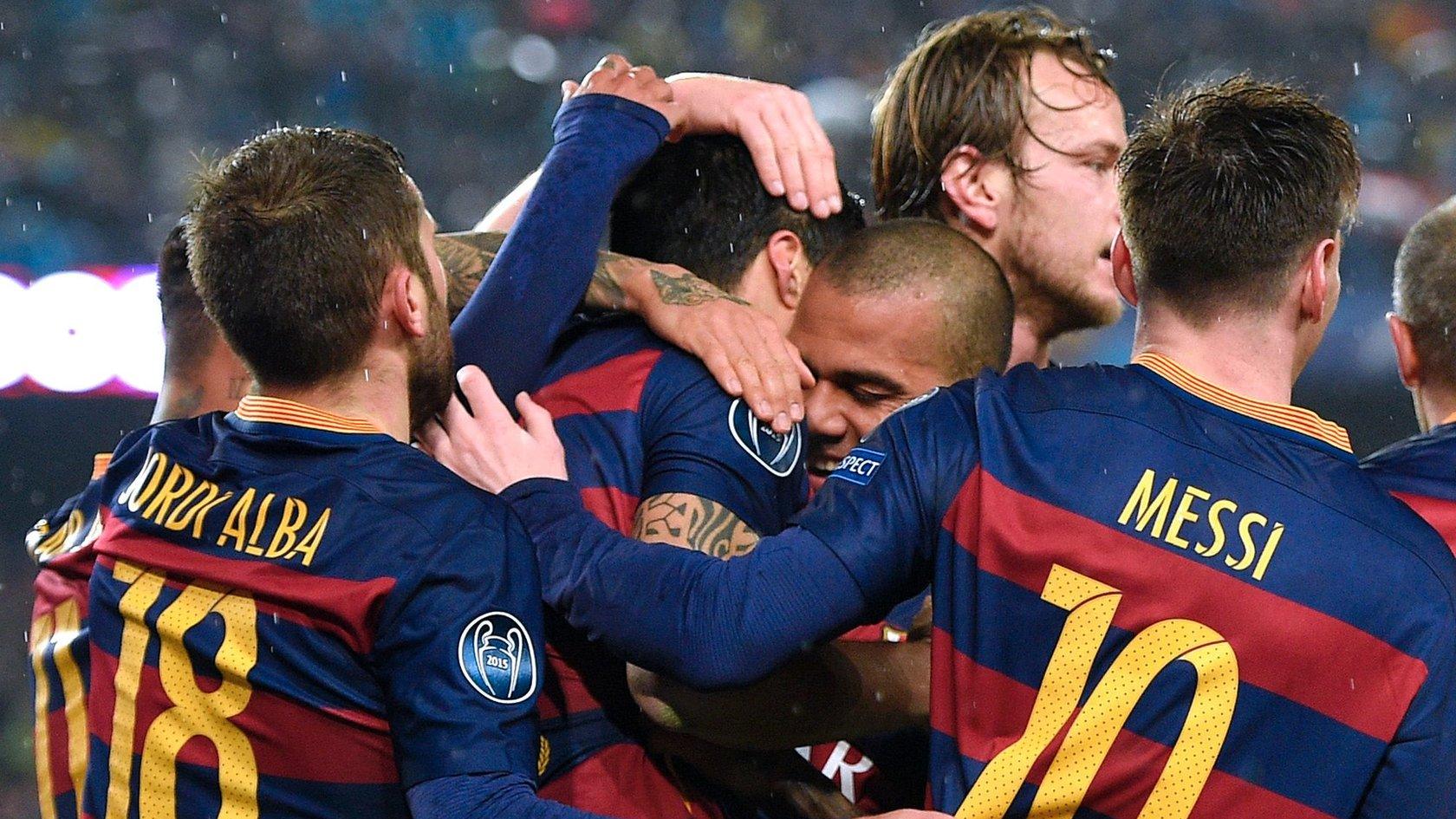 Barcelona's players celebrate