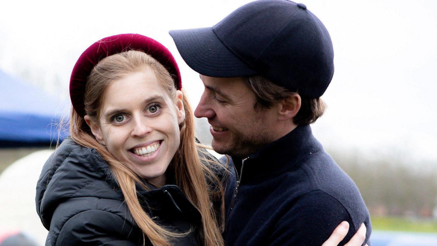 princess Beatrice and her husband smile