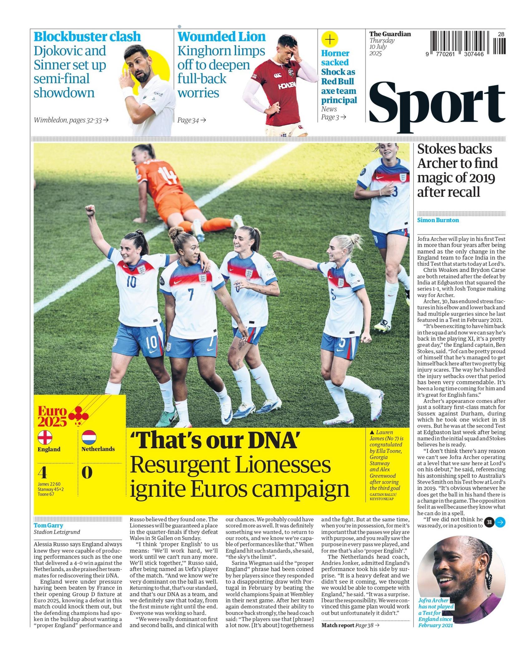 Guardian back page 
