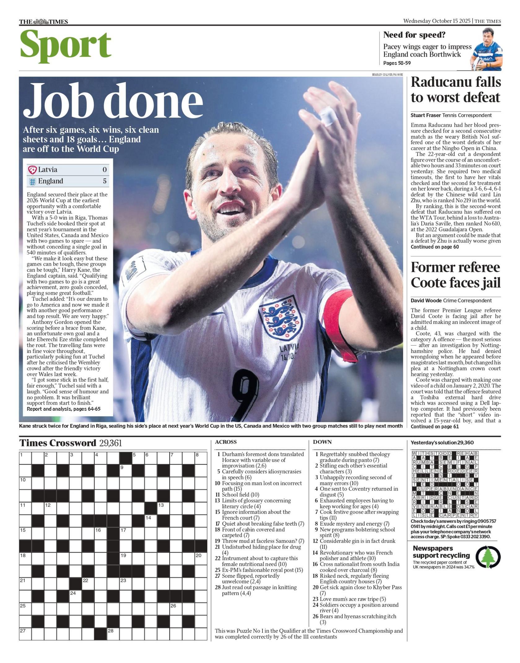 The Times back page
