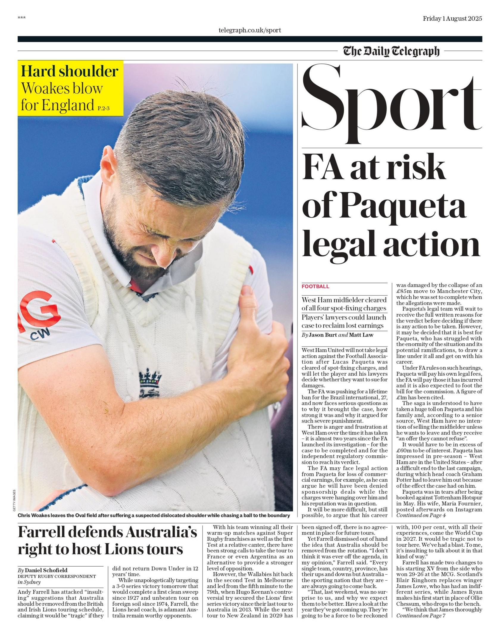 Telegraph back page