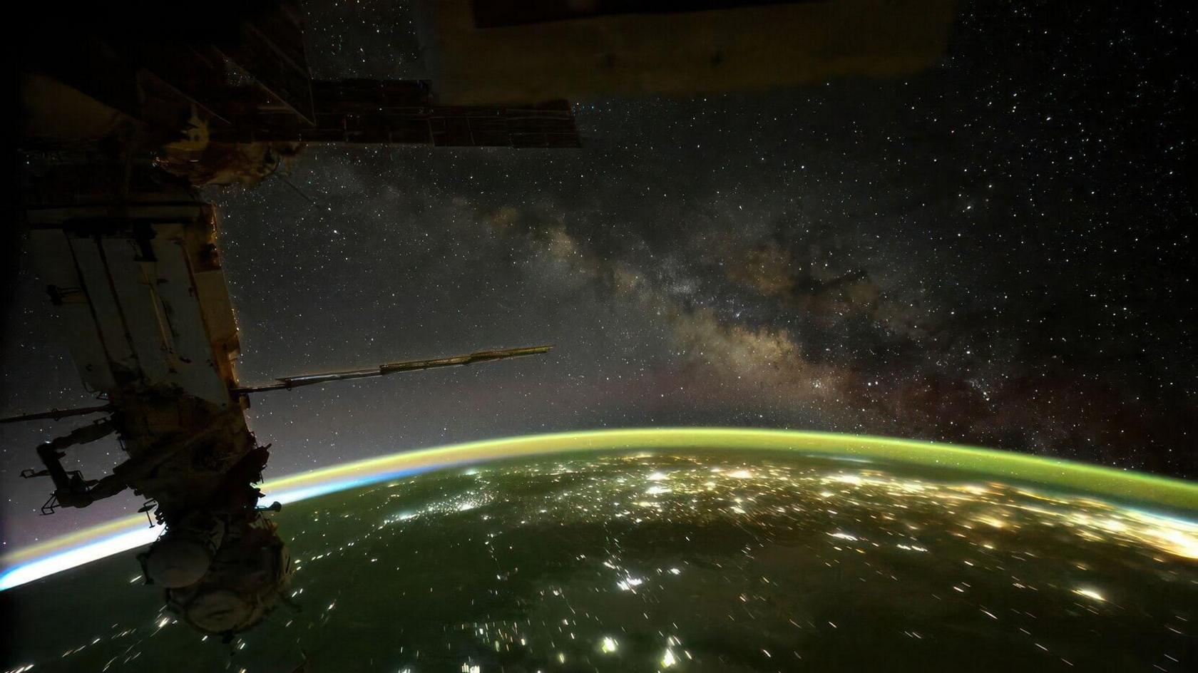 The Milky Way pictured from space over Earth.