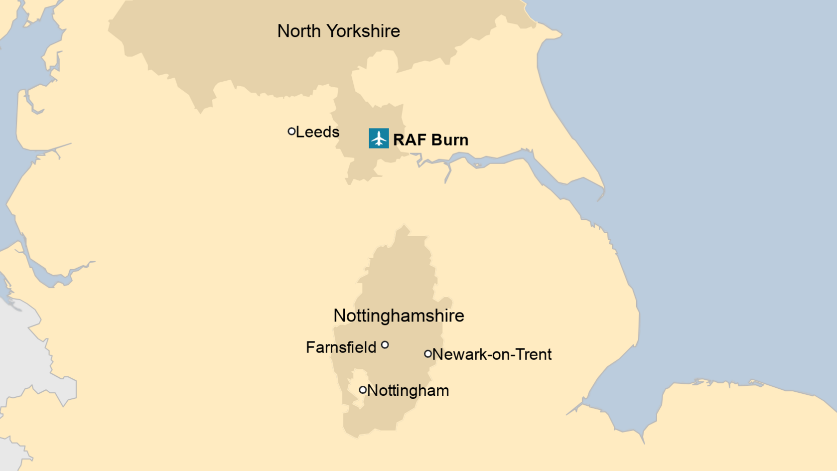 Map of RAF Burn and Farnsfield