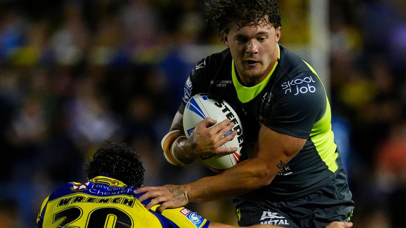 Denive Balmforth in action for Catalans Dragons against Warrington Wolves