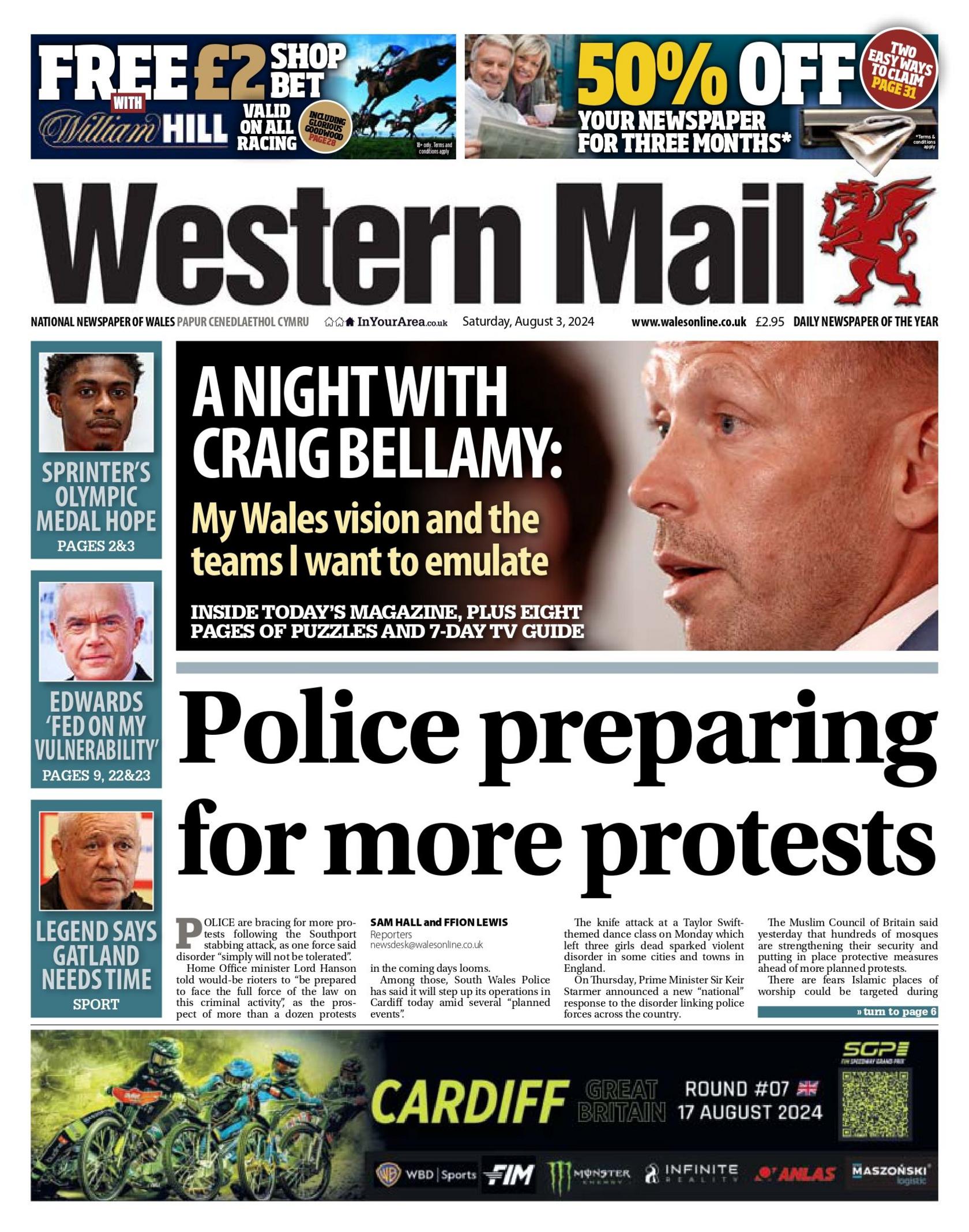 Western Mail front page