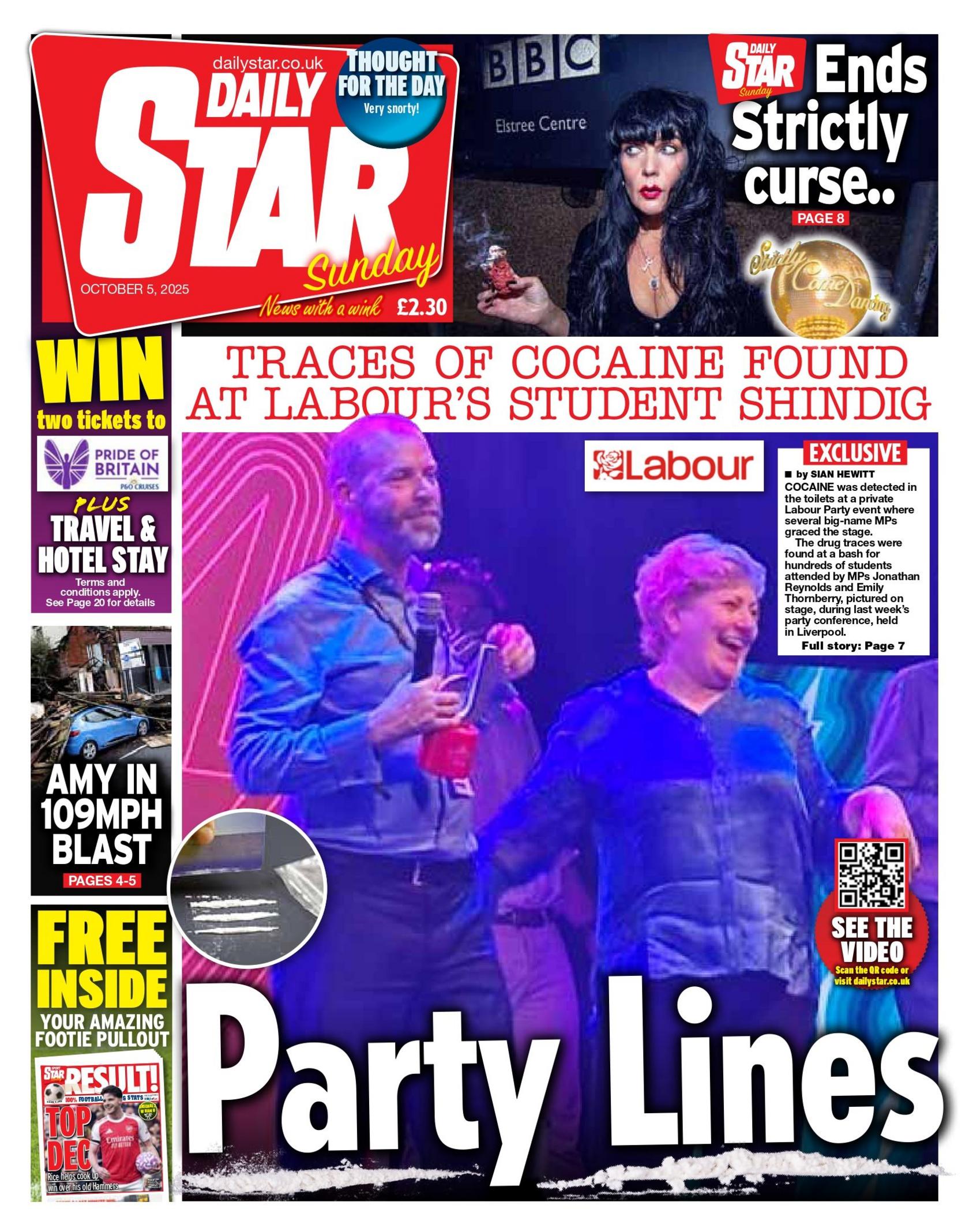 "Party lines" reads the headline on the front page of the Daily Star.
