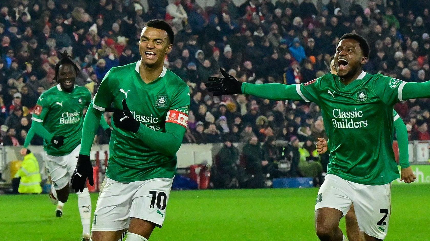 Morgan Whittaker celebrates his winning goal at Brentford.