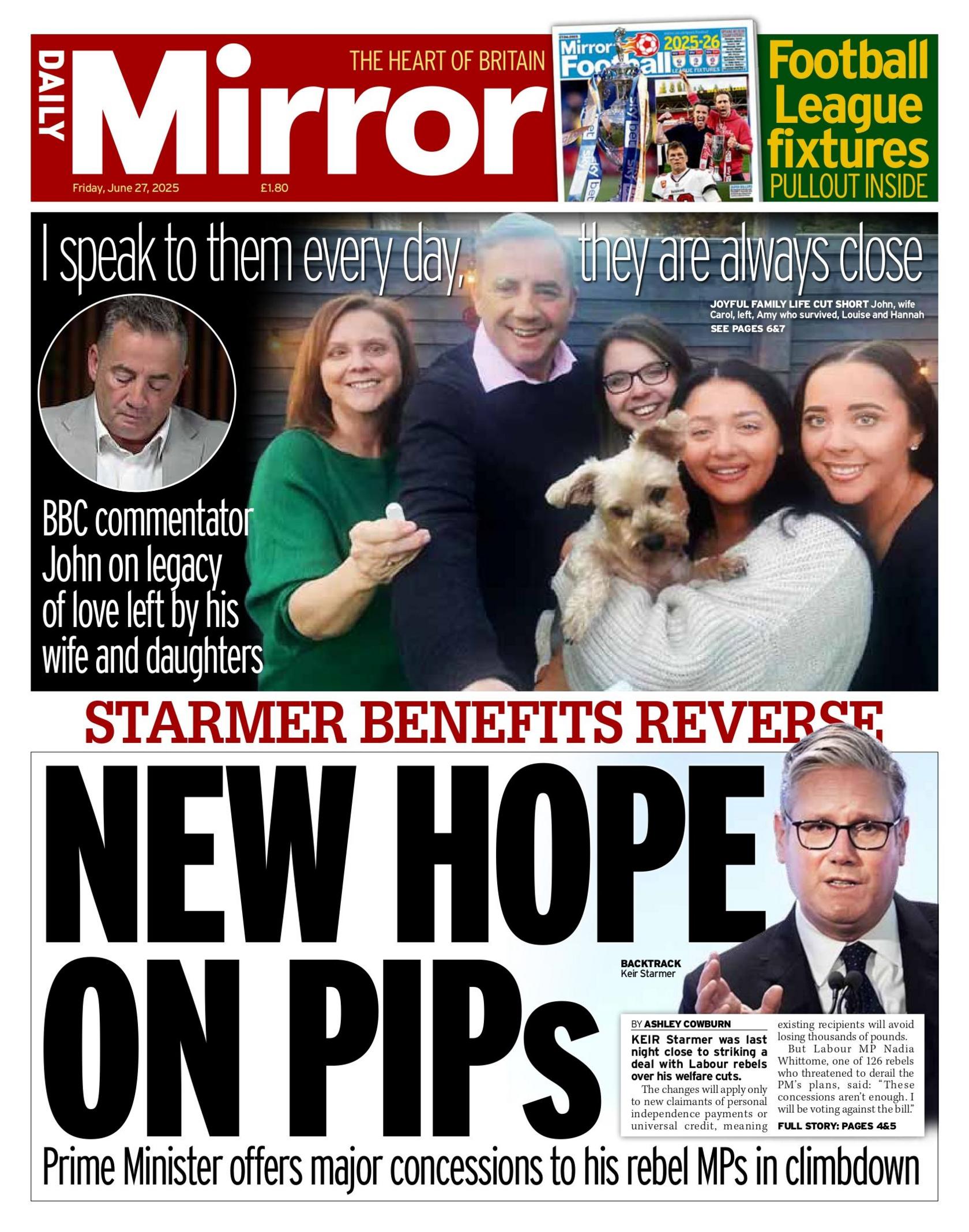 "New hope on Pips" reads the headline on the front page of the Daily Mirror.