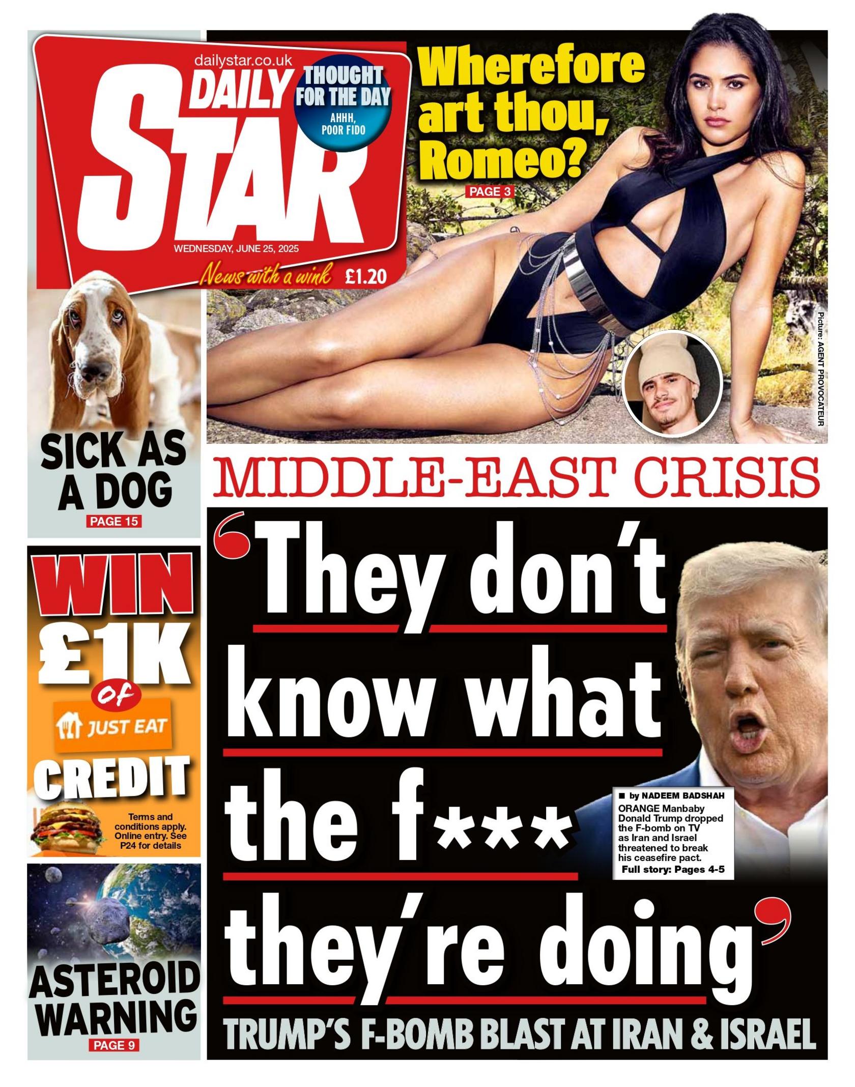 "They don't know what the f*** they're doing" reads the headline on the front page of the Daily Star.