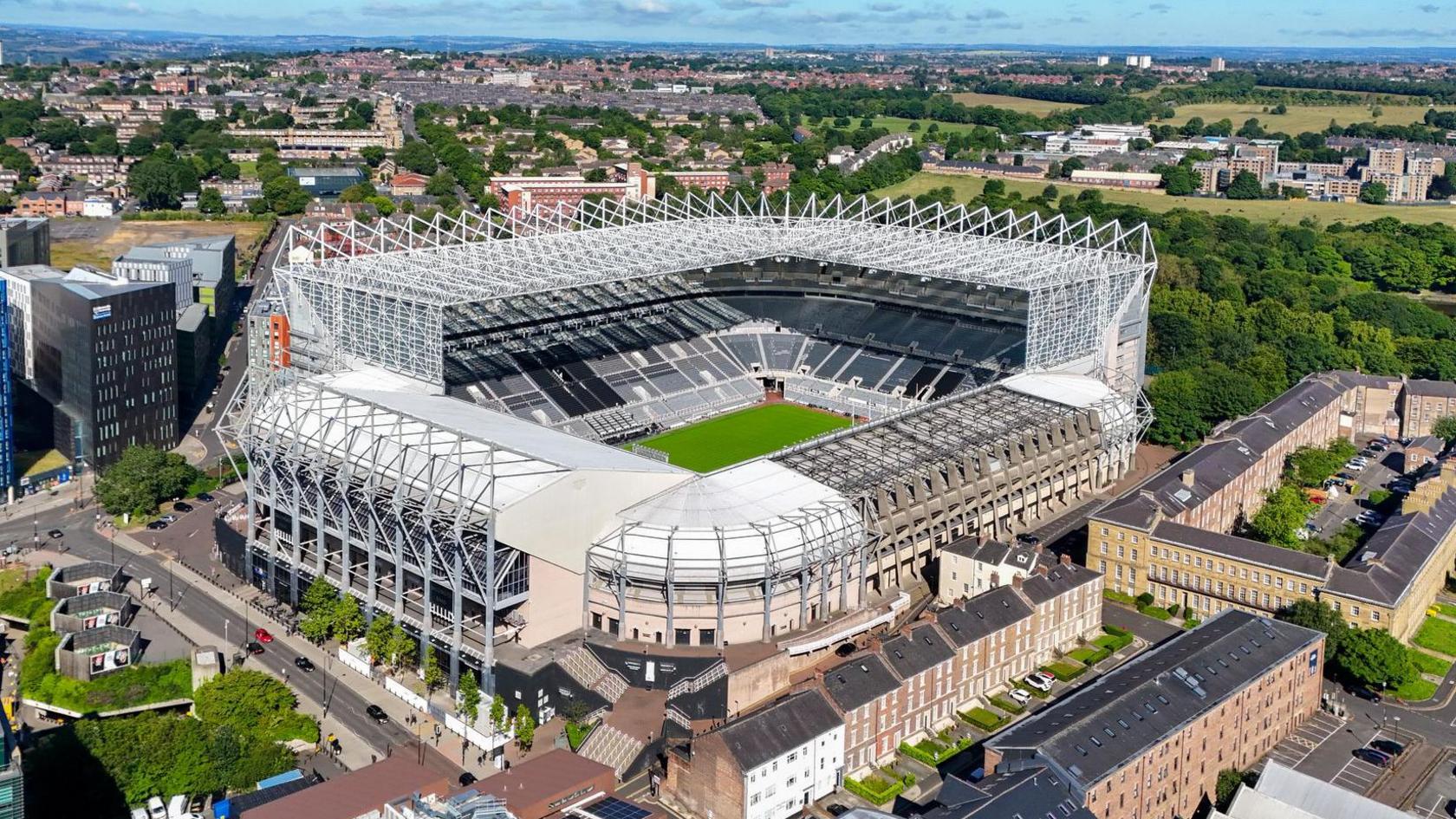 Aerial view of St James' Park