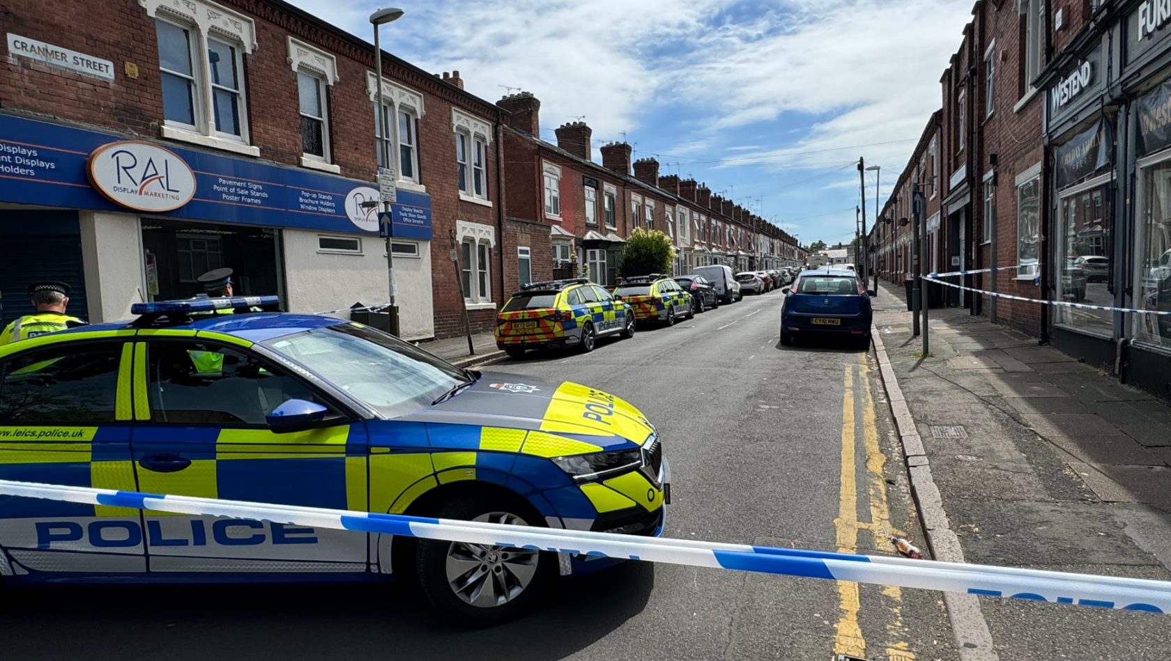 A police car and cordon in Cranmer Street