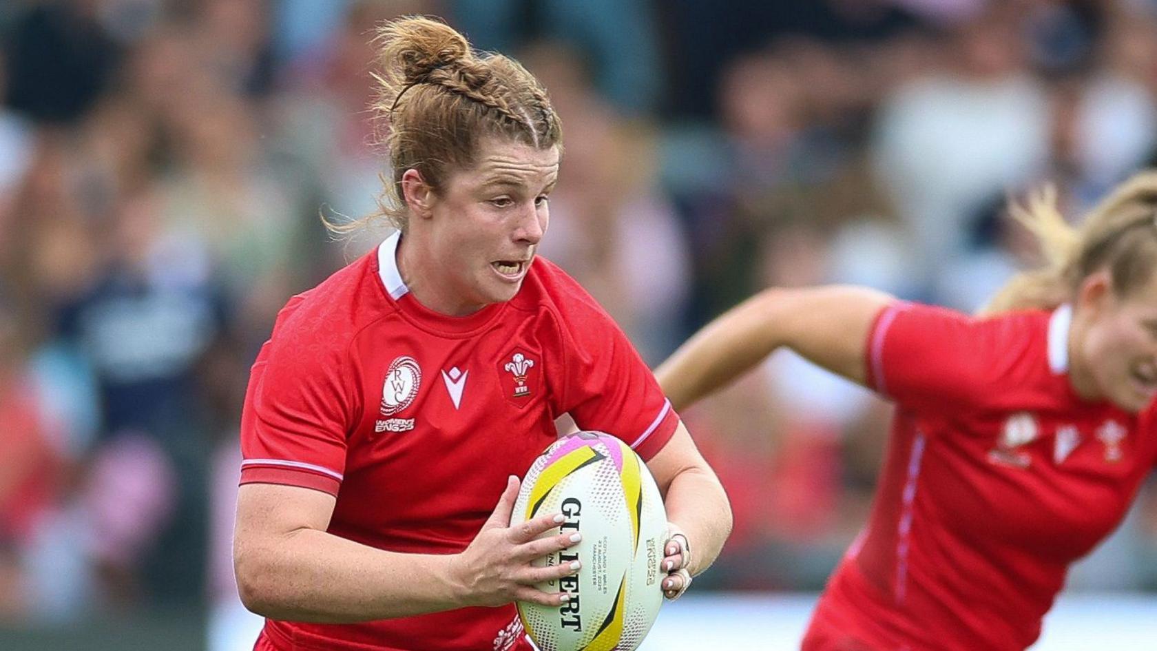 Kate Williams on a run for Wales with ball in hand