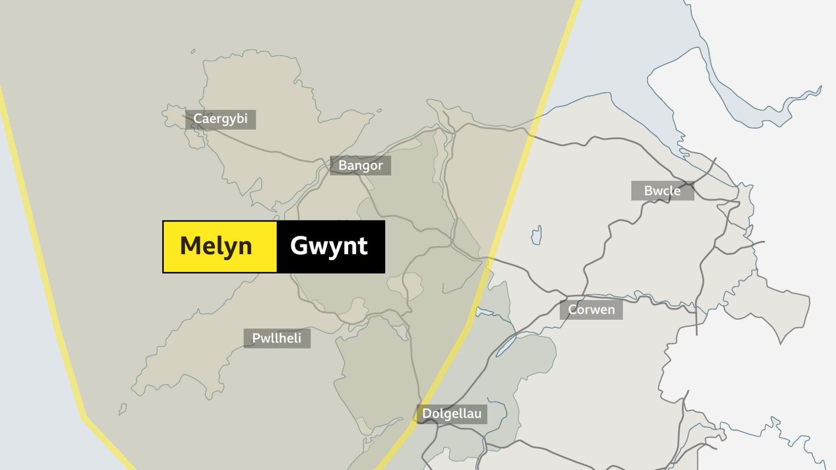 Map o'r rhybudd tywydd