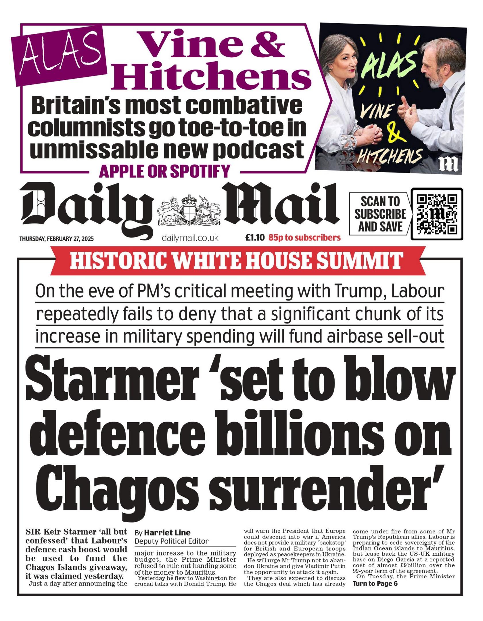 Daily Mail front page