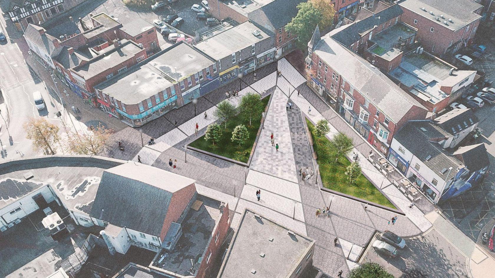 An aerial artist's impression of the plans