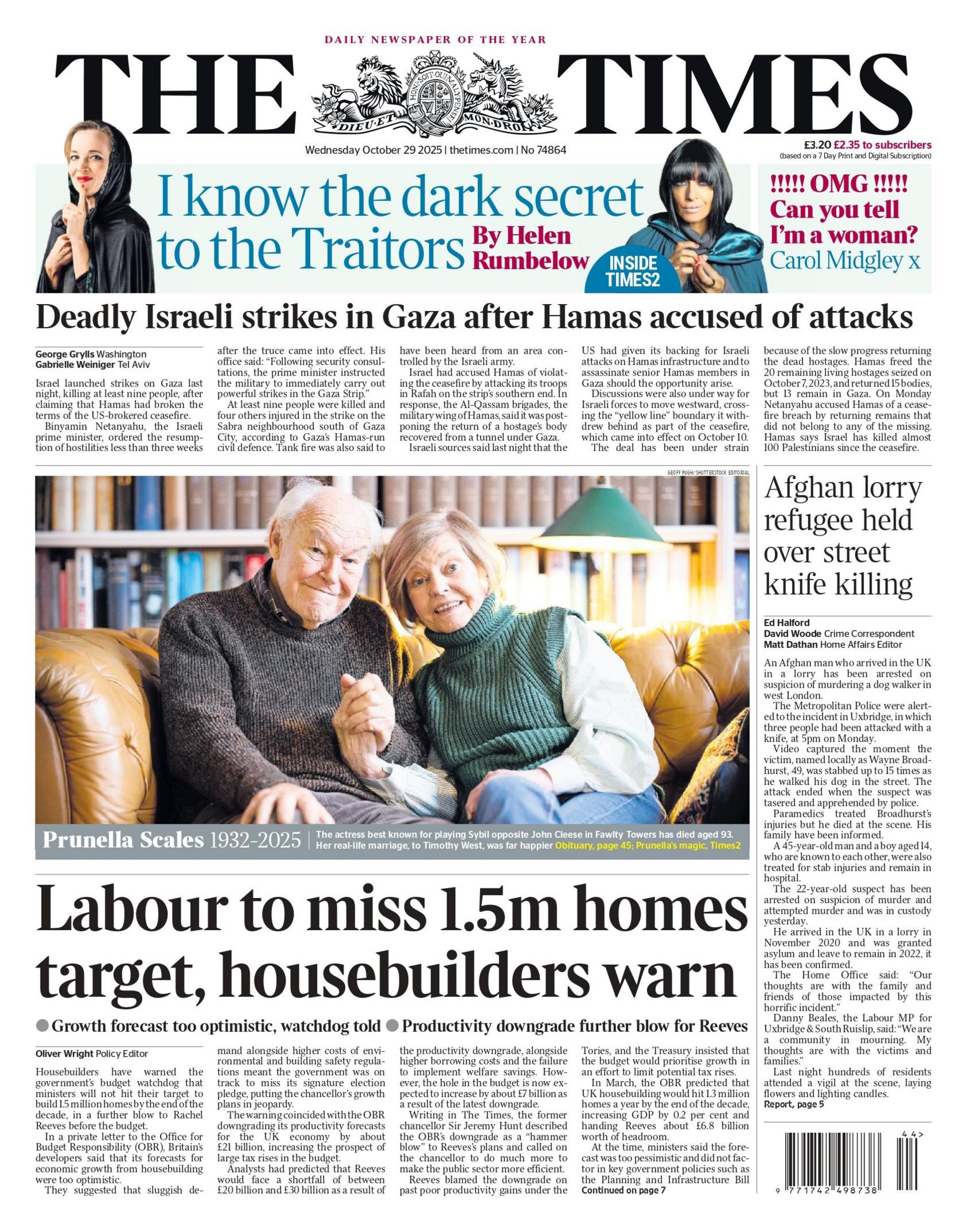 "Labour to miss 1.5m homes target, housebuilders warn" reads the headline on the front page of The Times.