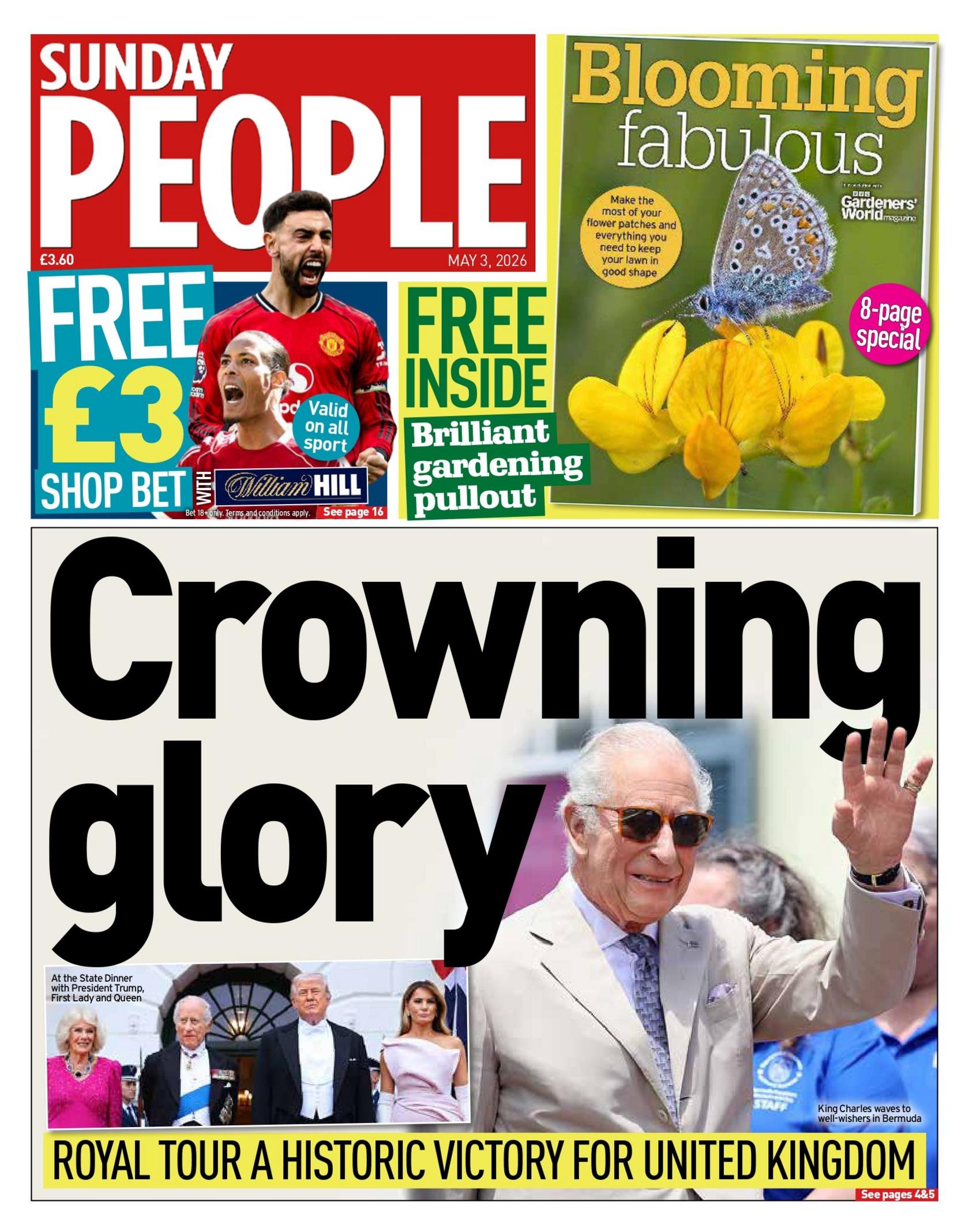 "Lavdi kurorëzuese", është titulli kryesor në faqen e parë të gazetës "Sunday People".
