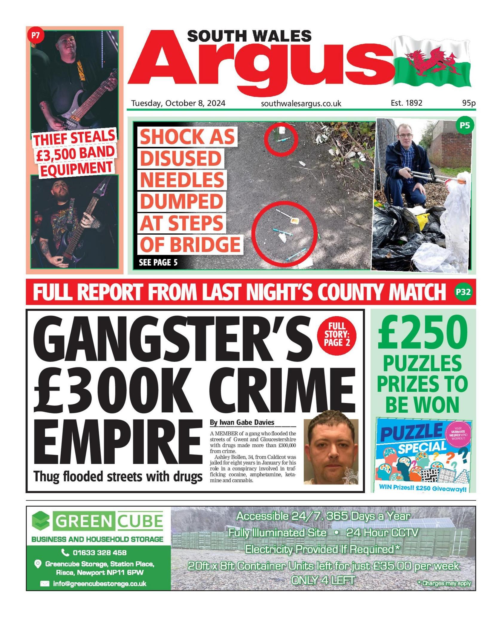 South Wales Argus' front page