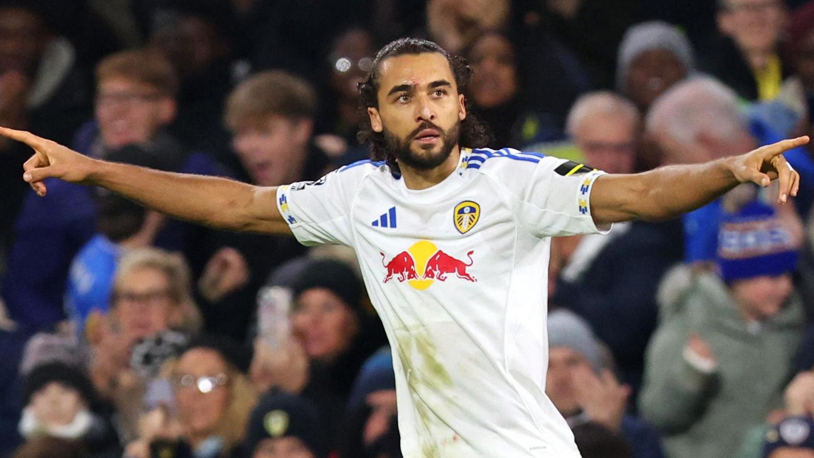 Leeds United's Dominic Calvert-Lewin celebrates scoring their first goal