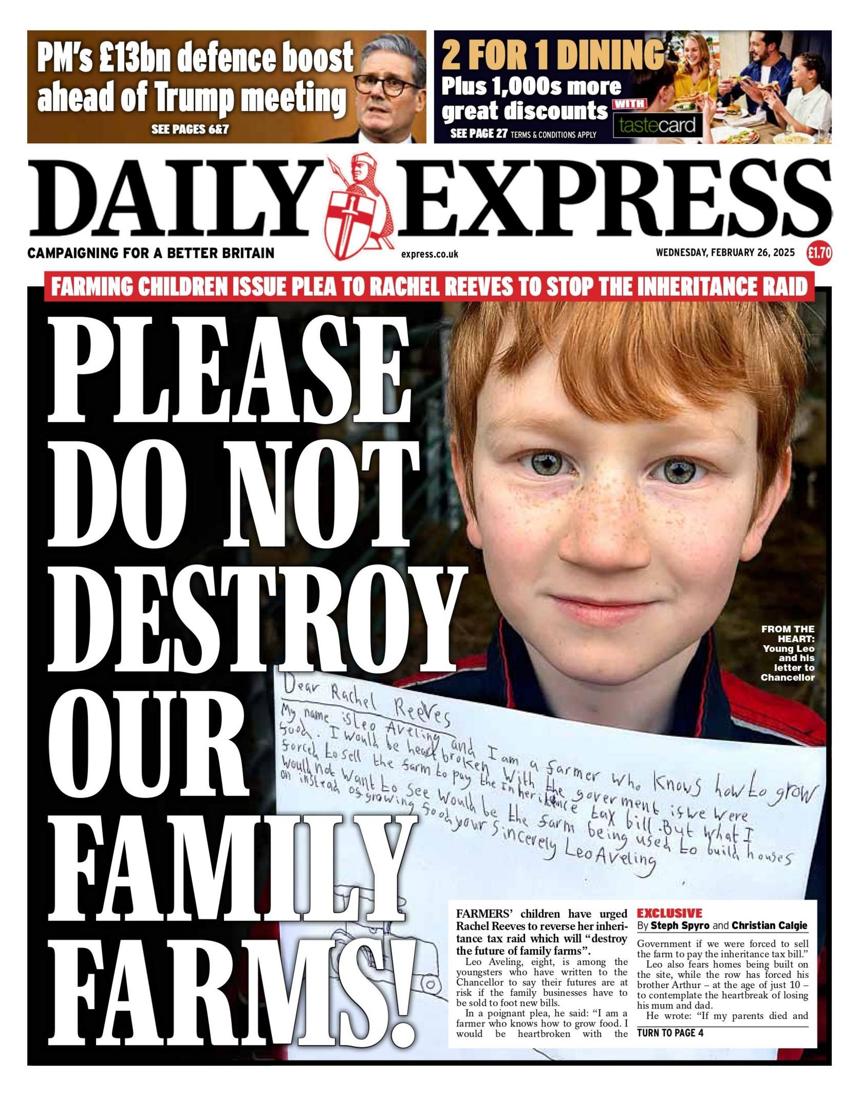 Daily Express front page