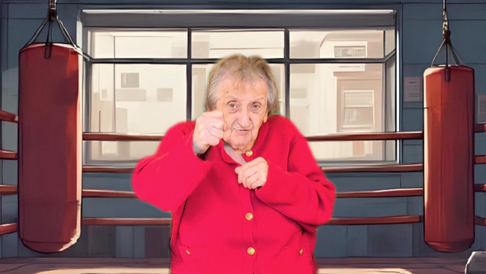 A woman stood in a boxing ring in an image created by artificial intelligence