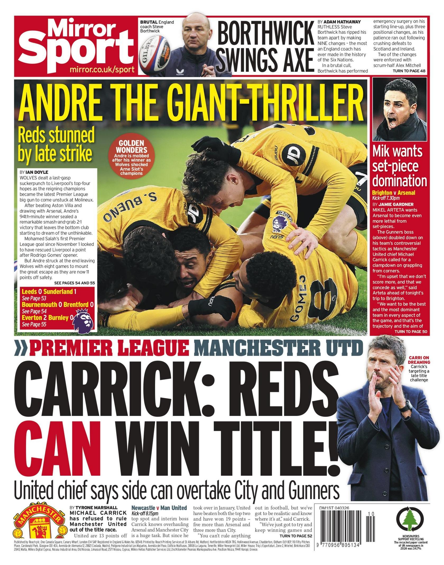 Daily Mirror back page