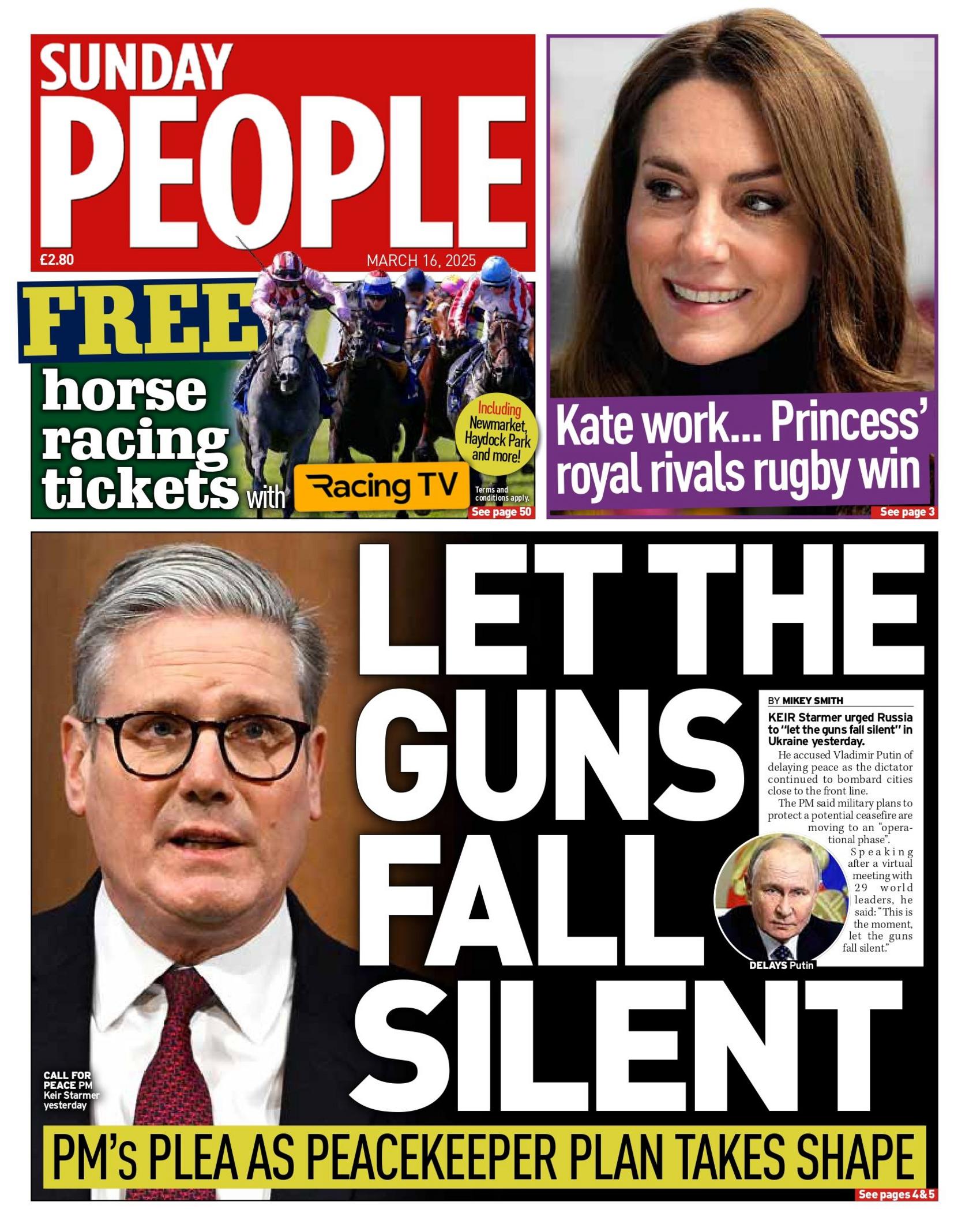 Let the guns fall silent, reads the headline in the Sunday People 