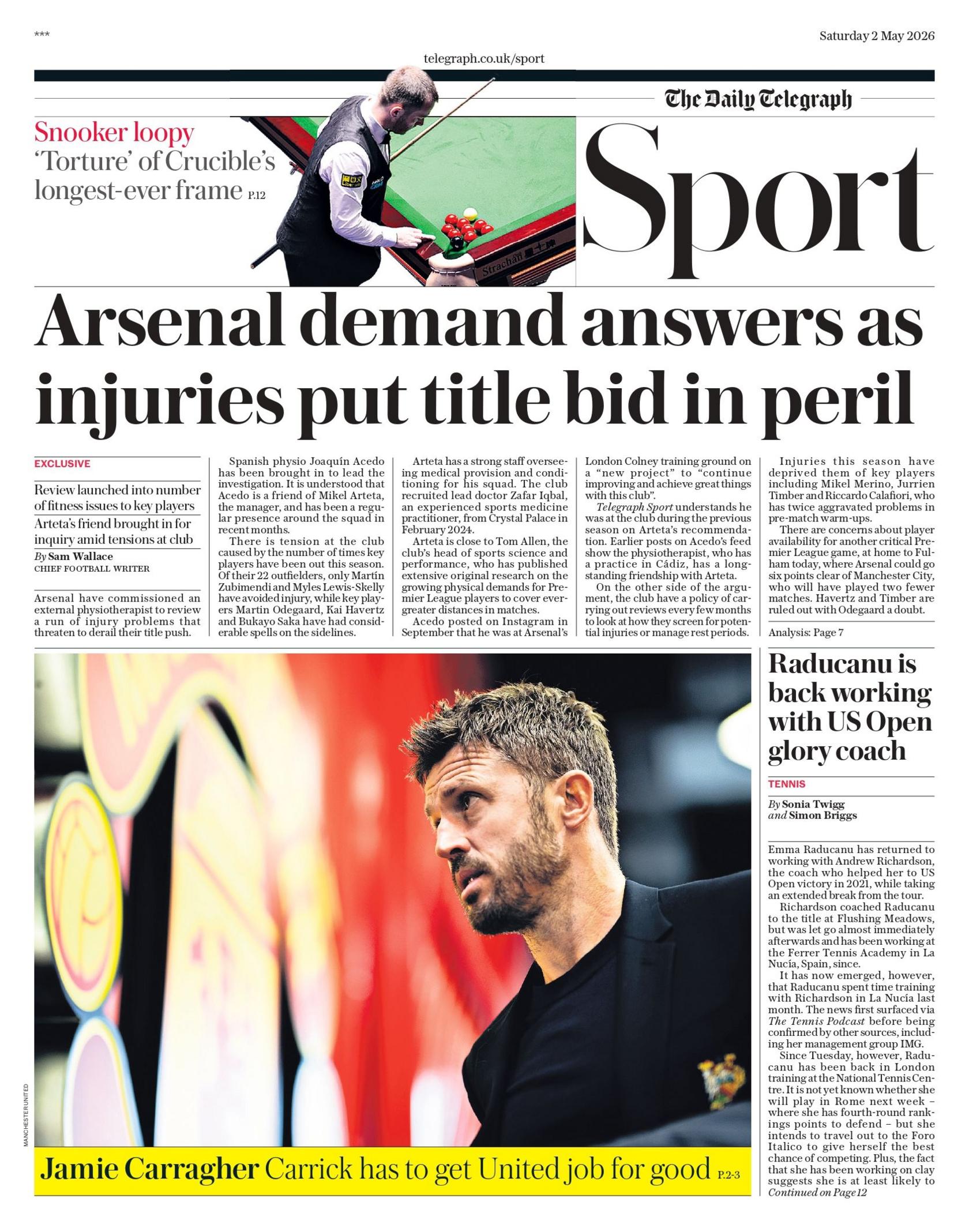 Telegraph backmost page