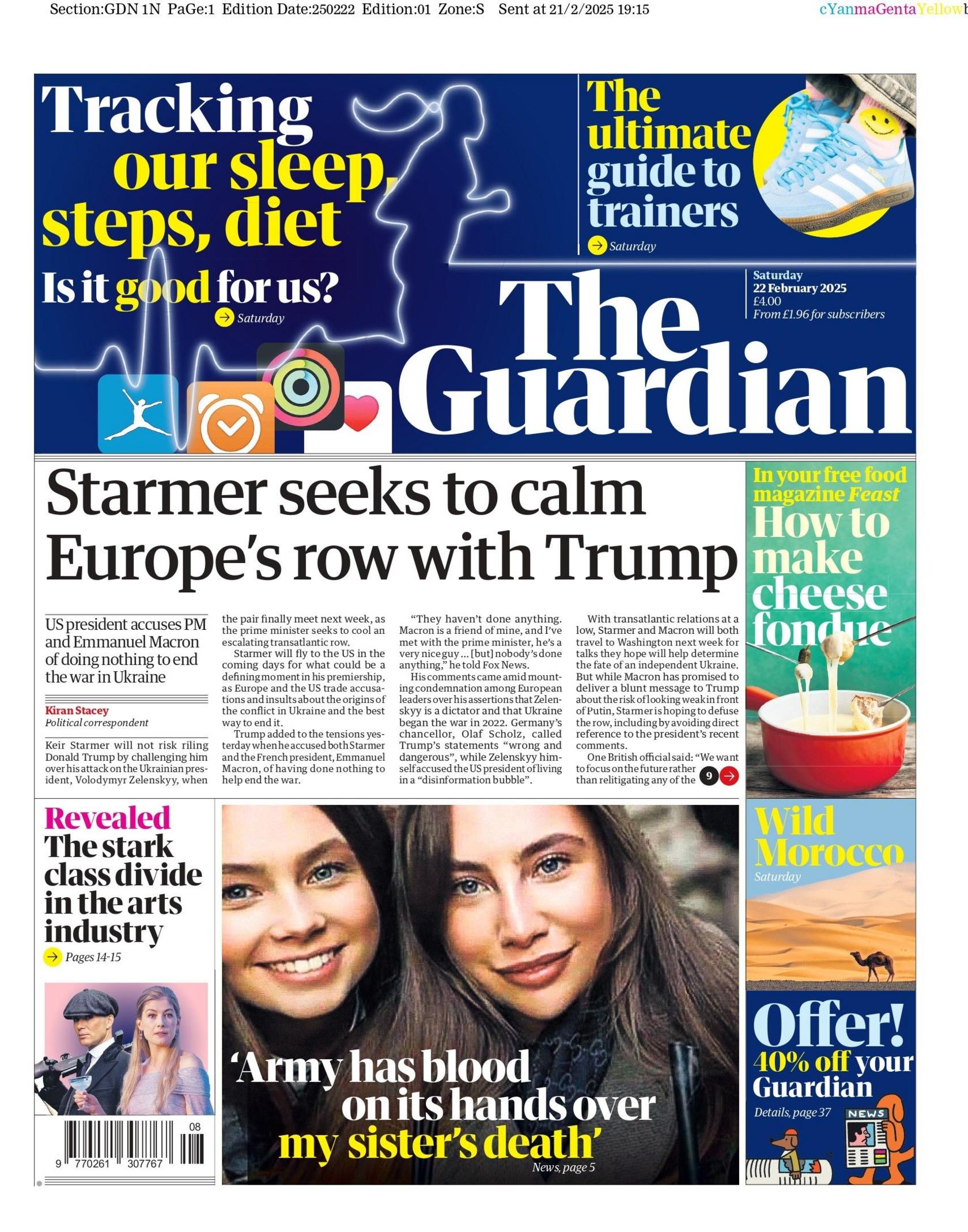 The Guardian front page  